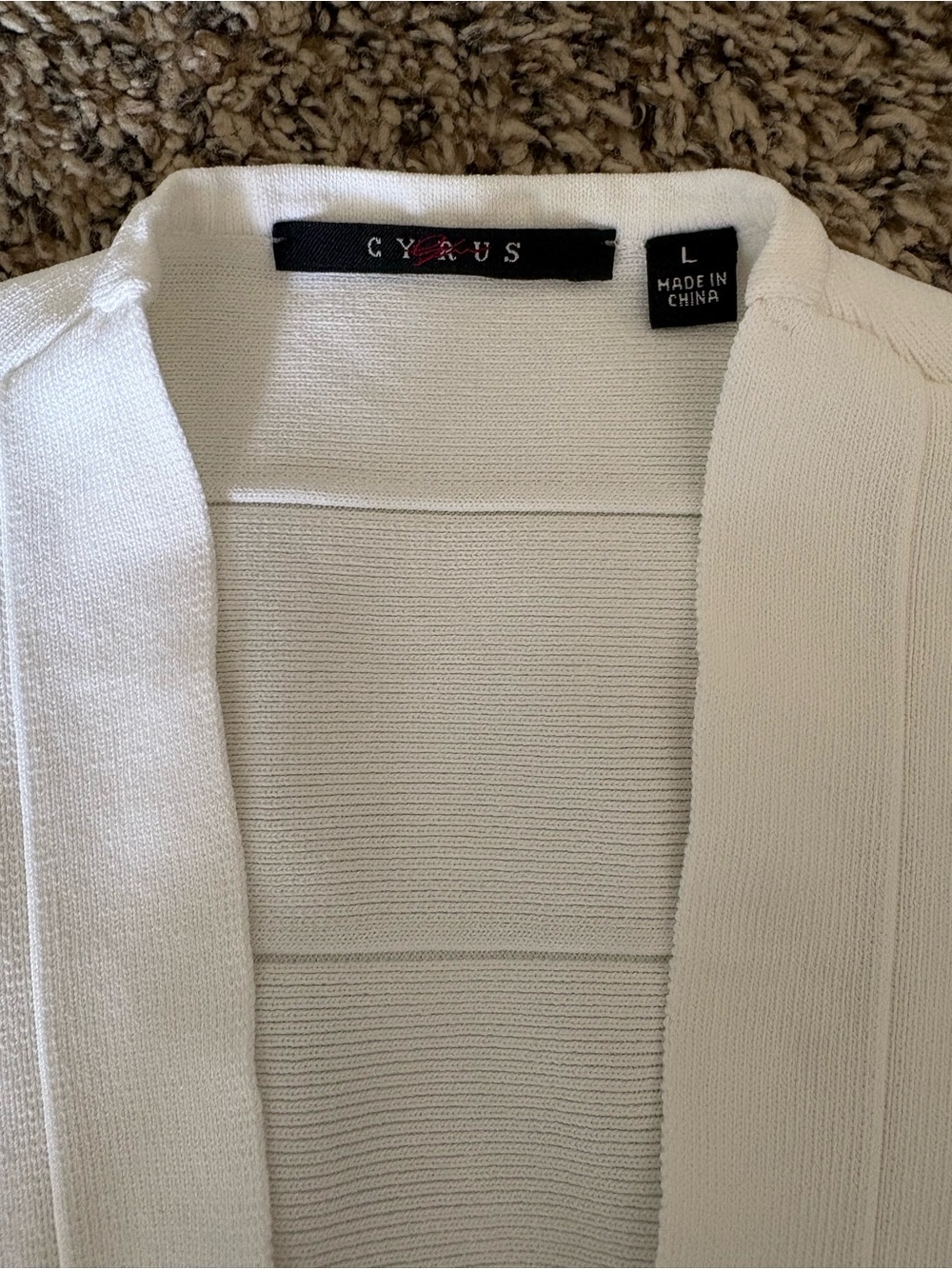 Cyrus white top with horizontal ribbed detailing